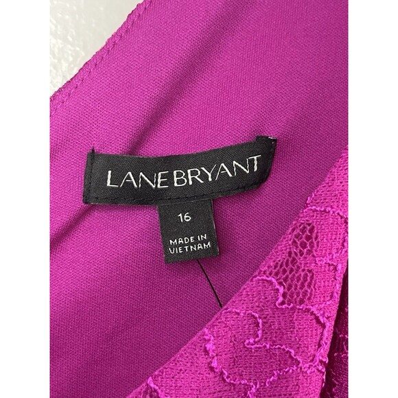 Lane Bryant Floral Lace Fit & Flare Dress Size 16 Midi Magenta Romantic Cocktail - Picture 5 of 10